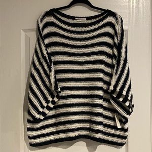 Anthropologie Oversized Navy and White Sweater